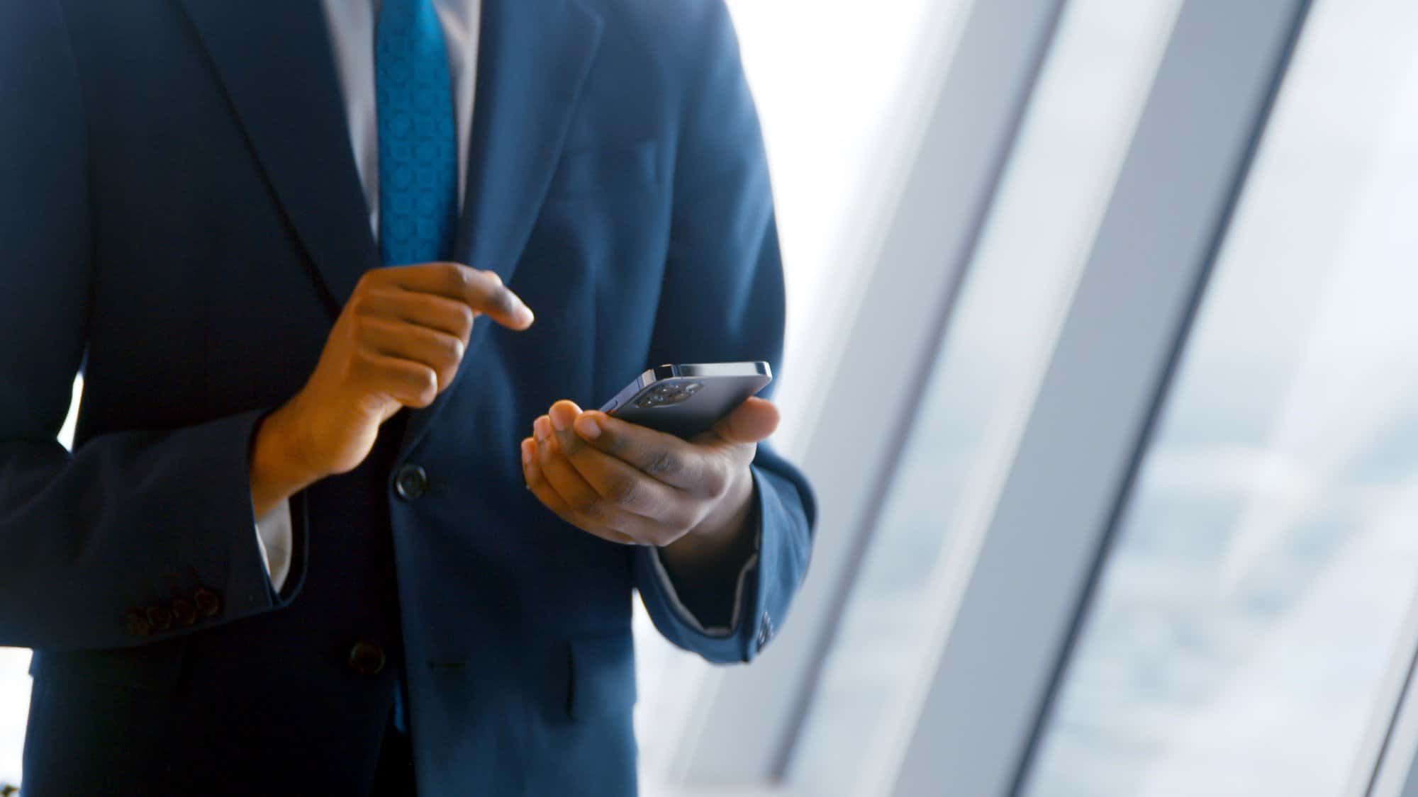 Businessman using a smartphone in the office